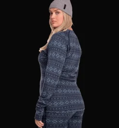 Tröjor & T-Shirts>Everest Outdoor W Wool Underwear Shirt 2 NAVY PATTERN