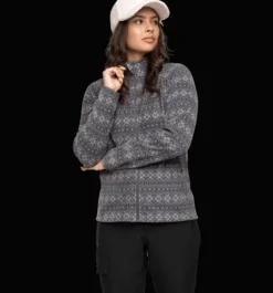 Tröjor & T-Shirts|Tröjor>Everest Outdoor W Zip Fleece Jacket DK GREY PRINT
